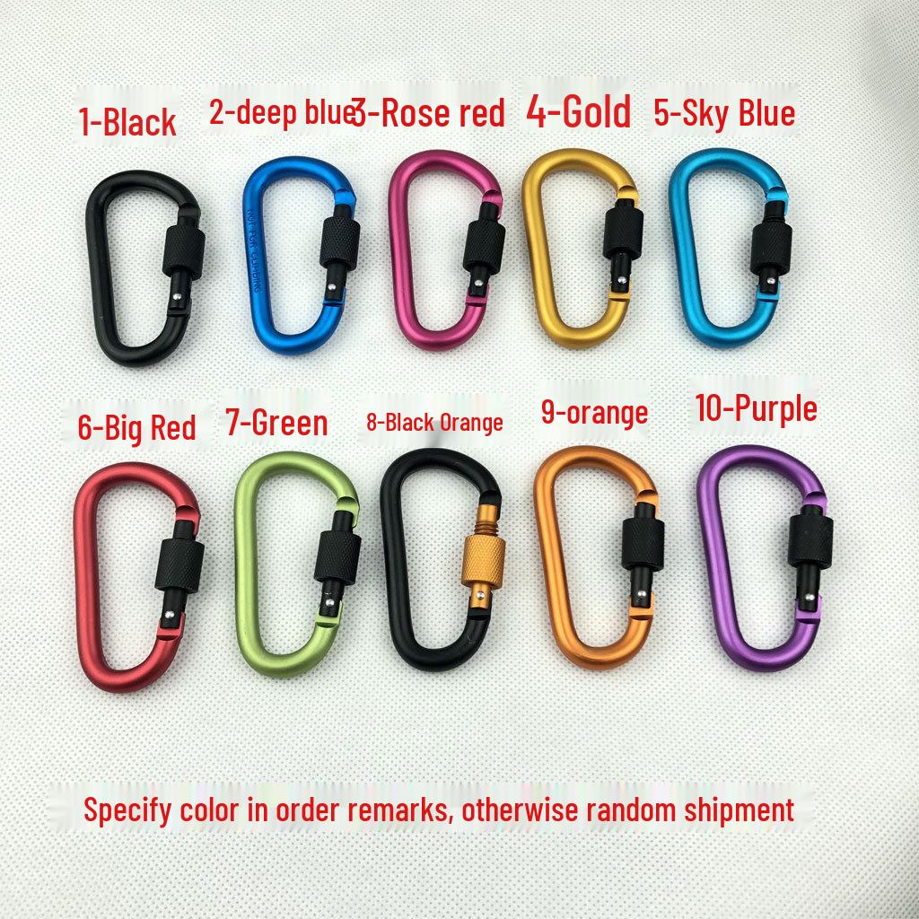 8CM Bold Aluminum Carabiner with Lock, D-ring, Quick Release, Snap Hook, Nut & Hanging Buckle for Backpack