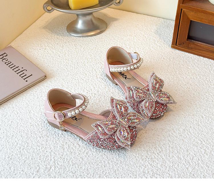Baby Girl Rhinestone Princess Sandals - Soft Sole, Korean Style, Hollow Design for Spring/Autumn 2026.
