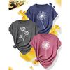 3Elegant Plus-size Short-sleeve Outfit for Sisters To Attend Parties T Shirt Dandelion Simple Drawing Print Plus-size Women's Spring/summer Casual