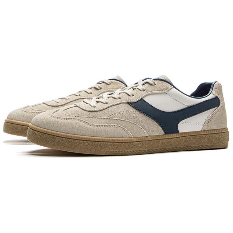 Li Ning Yunchuan Abrasion Resistant, Lightweight, Balanced Low top German Army Trainers Men's Beige Blue White AGCV099-4