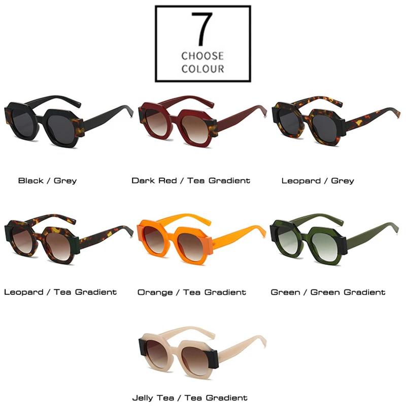  Fashion Polygon Square Double Color Women Sunglasses Vintage Orange Gradient Shades UV400 Men Punk Sun Glasses