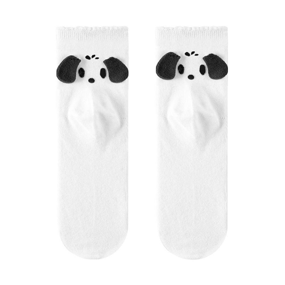 

Breathable Short Socks Thin Middle Tube Socks Cartoon White Socks Poodle