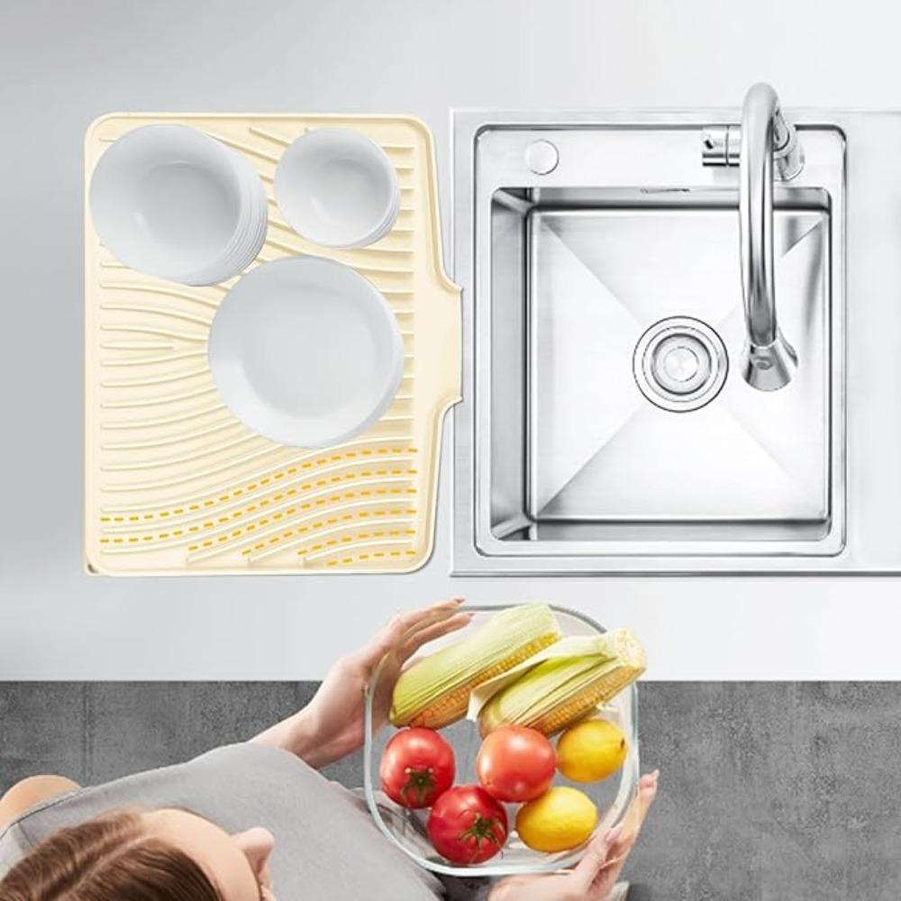 Heat Resistant Silicone Draining Board Mat Large size Diversion Opening Slope Kitchen Dish Drainer Pad Nonslip Dish Drying Mat