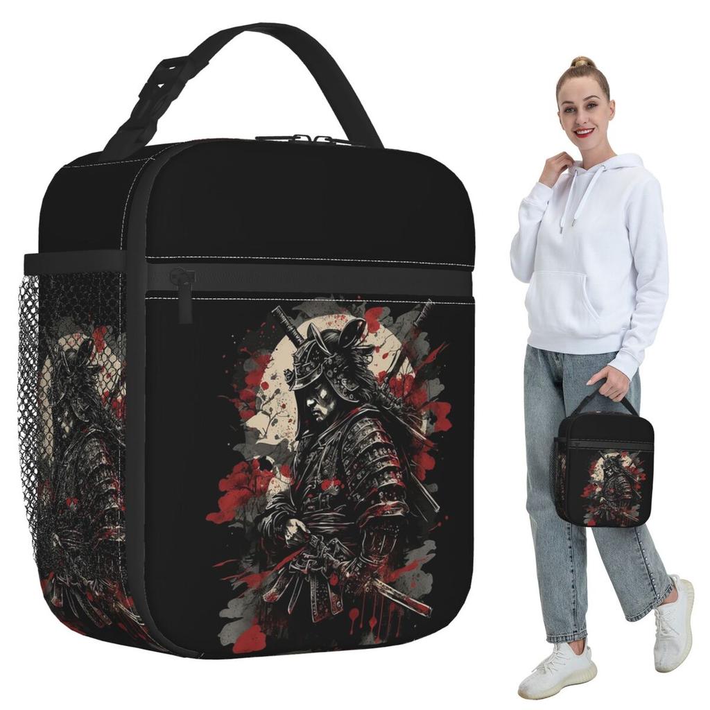 Japanese Samurai Warrior Insulated Lunch Bag for Kids School Cooler Thermal Food Box Tote Portable Lunch Boxes Container