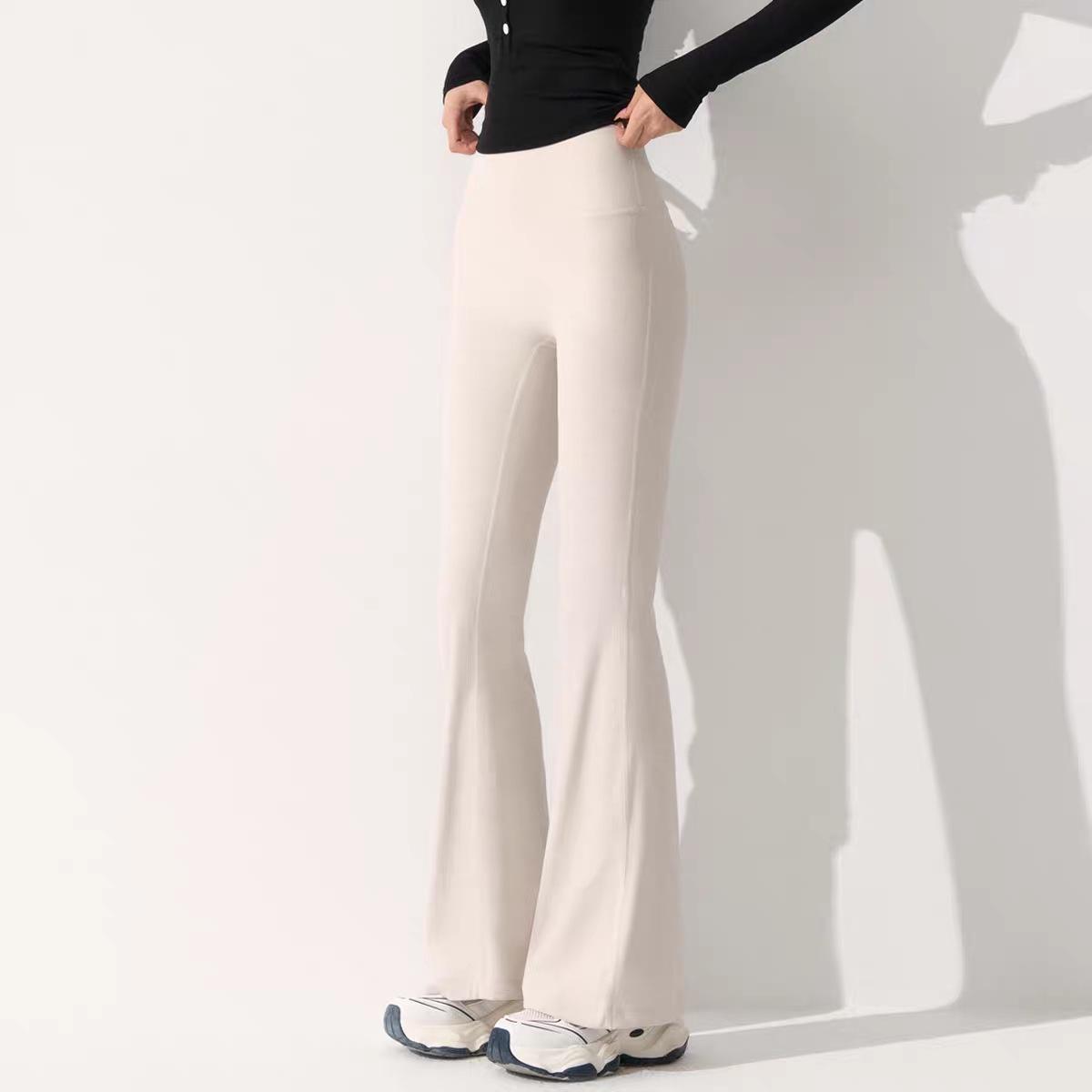 

High-Waisted Reflective Stripe Yoga Pants – Butt-Lifting, Slimming Micro-Flare with Strong Elasticity for Casual Sportswear XL білий
