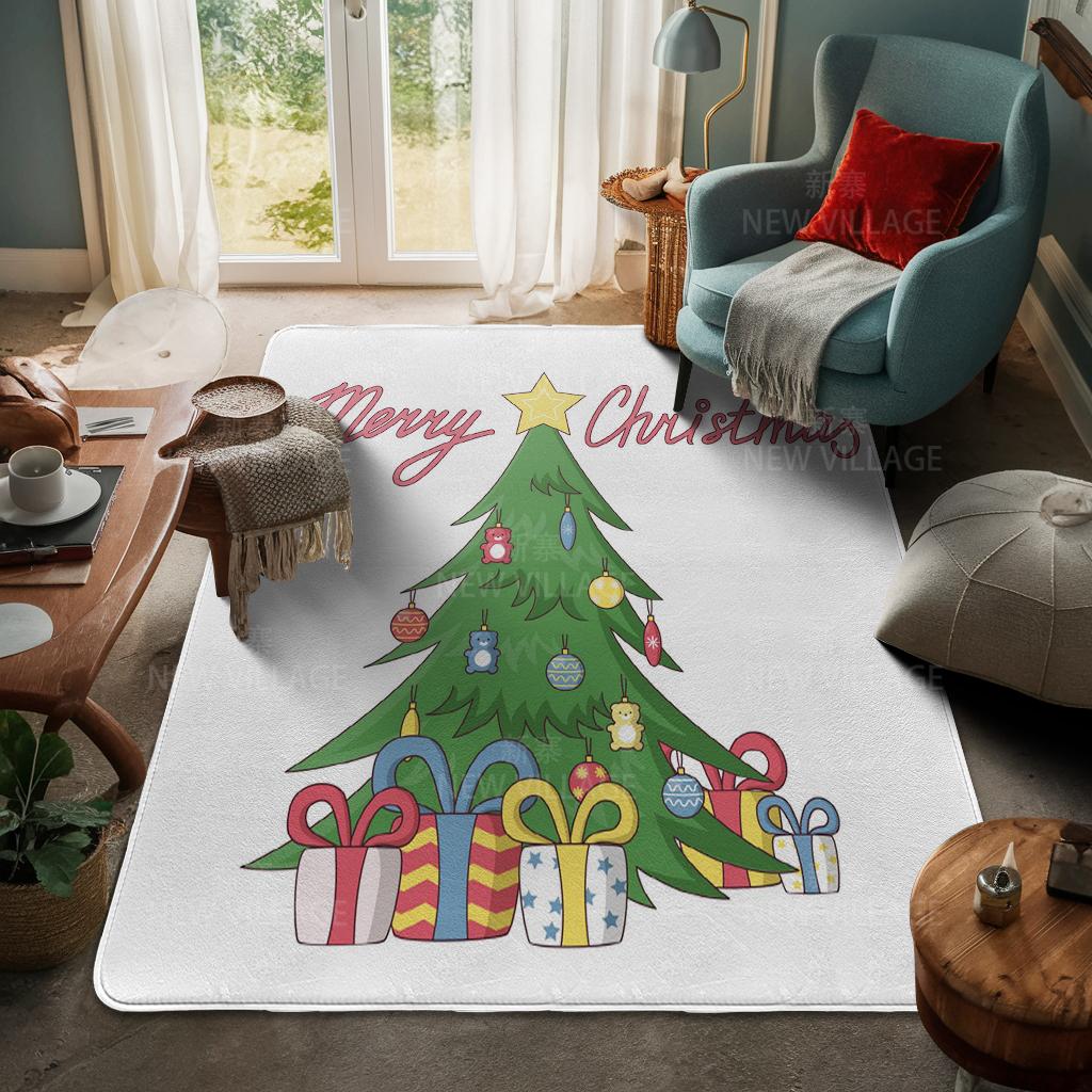 House Entrance Carpet Home Door Mat Living Room Bath Foot Bathroom Non-slip Water Absorption Rugs Bath Merry Christmas Winter