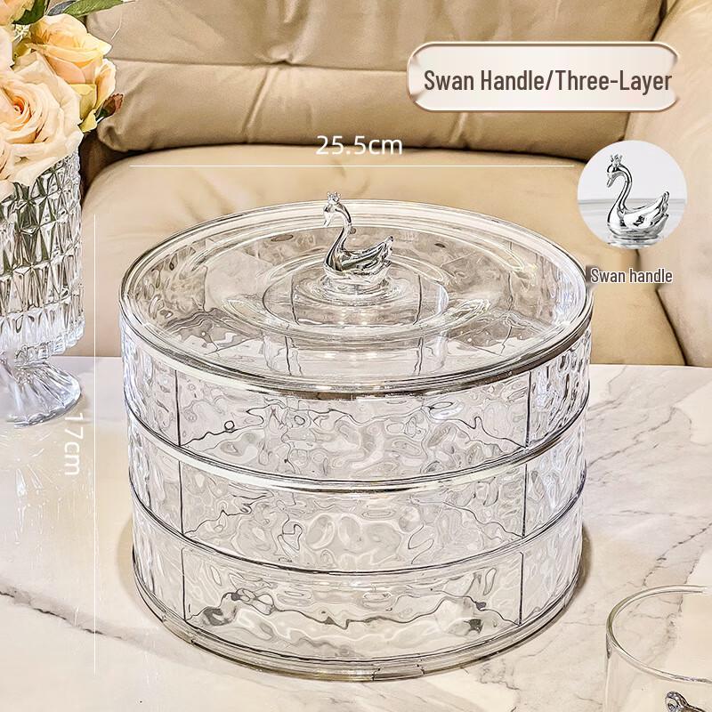 Swan Rotating 3-Tier Transparent Snack Box