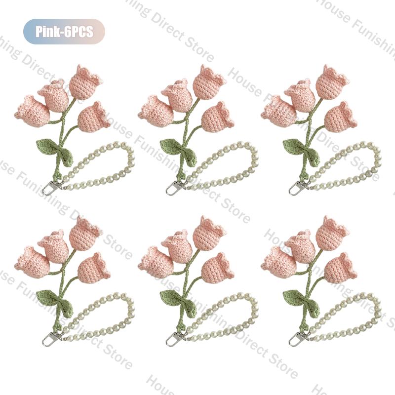 1-10PC Handmade Weaving Bag Pendant Lin Orchid Keyring Love Girl Pearl Chain Keychain Decoration Car Pendant Diy Bag Accessories