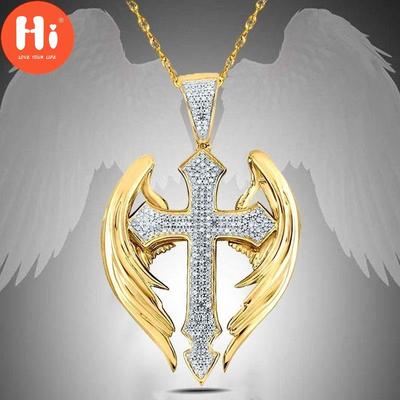 Hi Creative Cross Pendant Wing Necklace Men's and Women's Halloween Ornaments Christmas Thanksgiving Gifts Mens Jewellery Necklace Men Pendants