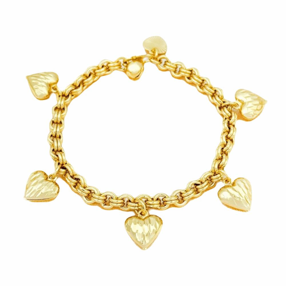 Elegant Heart Bracelet Unique Charm Chunky Bracelet Anniversary Gift Gold Bracelet Daily Wear