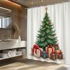 1Pc Christmas Tree Print Shower Curtain - Machine Washable With Hooks, Polyester Fabric Shower Curtain For Bathroom Decoration