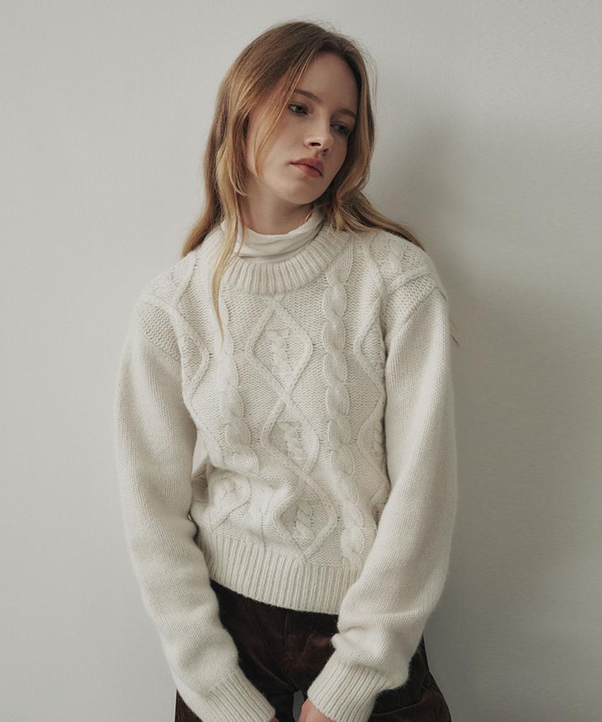 Leumeme Alpaca Wool Blended Pullover Ivory