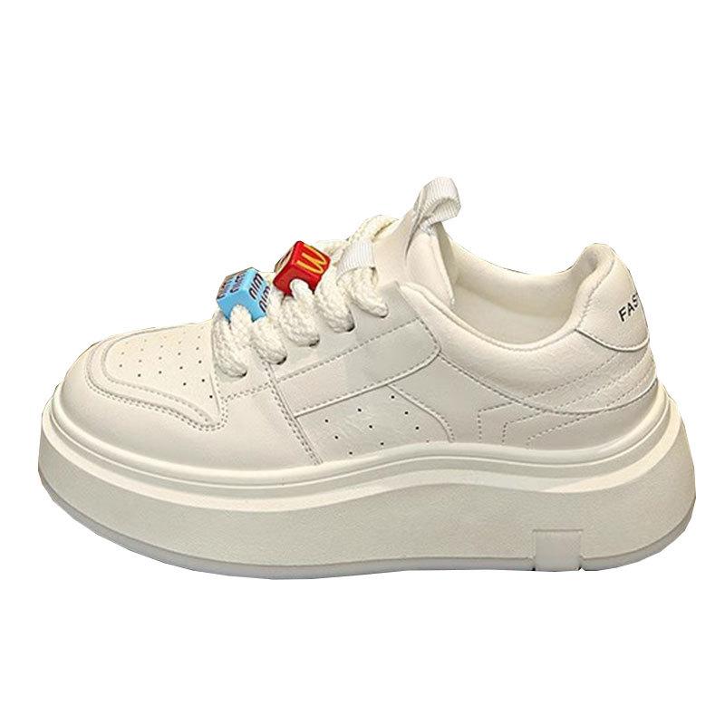 Super Fire Heightening Strap Lightweight Sports and Leisure Board Shoes Women's 2025 Women's New Popular Versatile Thick-soled White Shoes