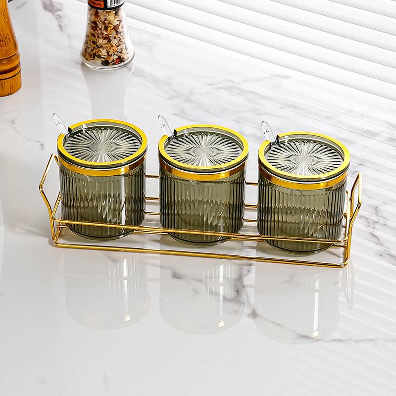 Seasoning Seasoning Box Home Kitchen High-end Integrated Multi-grid Seasoning Jar Light Luxury Salt MSG Seasoning Fragrance Storage Box