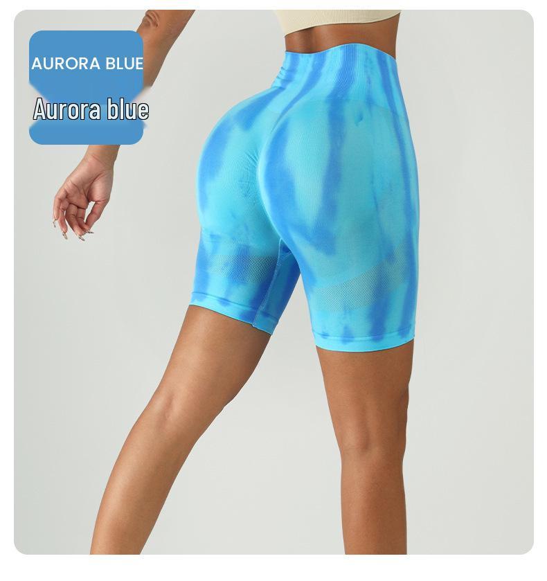 Women's Colorful Aurora Honey Butt Lifting Yoga Shorts - Quick-drying Gradient Fitness Three-quarter Sports Pants