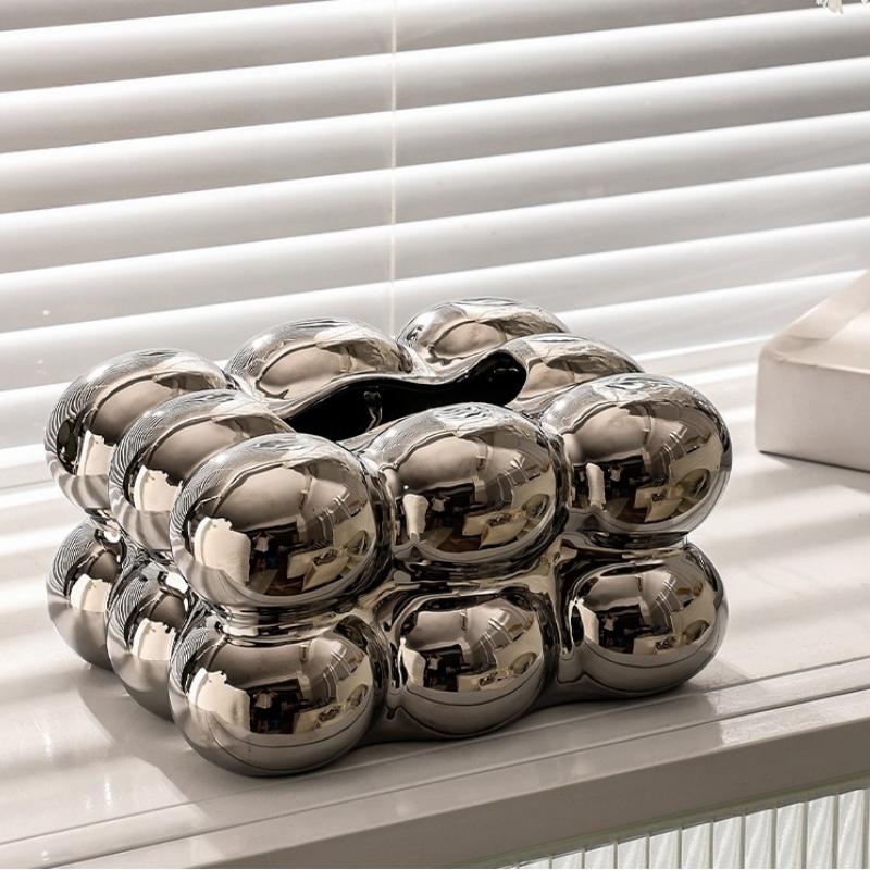 Bubble Shaped Tissue Box Modern Artistic Tissue Holder for Home Decor High End Dining Table Ceramics Affordable Luxury