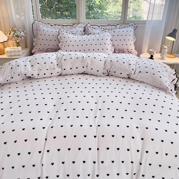 Korean Princess Cloud-like Crinkled Gauze Lace Cotton Bedding Set