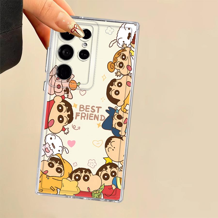 Phone Cover Case for Samsung Galaxy S25 Edge S22 FE S20 Plus Note 20 Ultra 10 S26 S21 S24 S23 Ultra Cute Crayons Shinchan