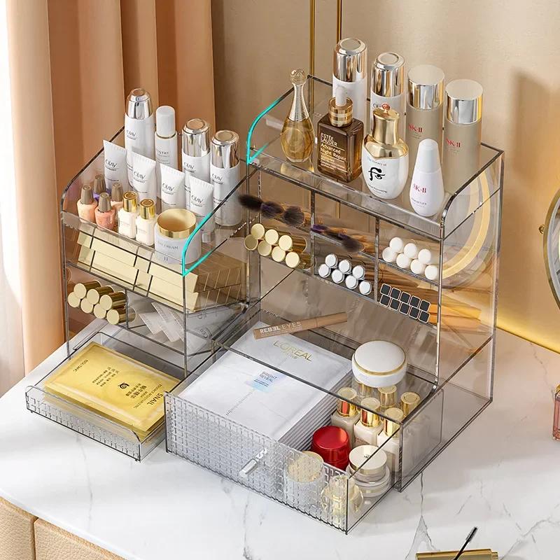 Cosmetic Organizer Drawer Transparent Storage Box Stationery Rack Pen Holder Desktop Desk Supplies Storage Organizer Office Use