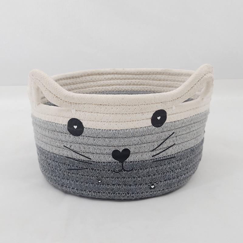Woven Cotton Rope Storage Basket for Snacks and Desktop Organization