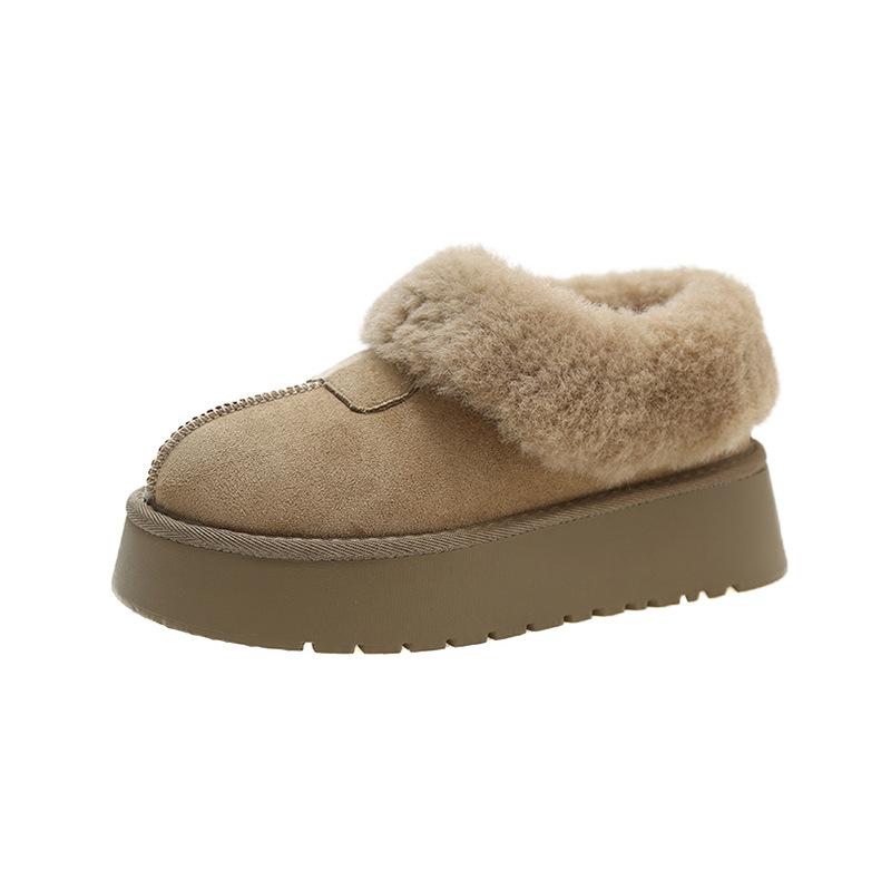 Thick-soled Snow Boots for Women's 2025 Winter New Plush and Thickened Fashionable Large Cotton Shoes with One Foot On the Bread Fluff Shoes