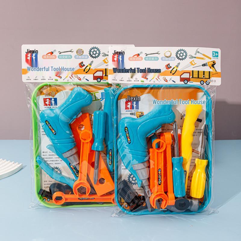 

Kids Tool Set: Axe, Wrench, Knife, Pliers, Screws & Safety Helmet Role-Play Toys