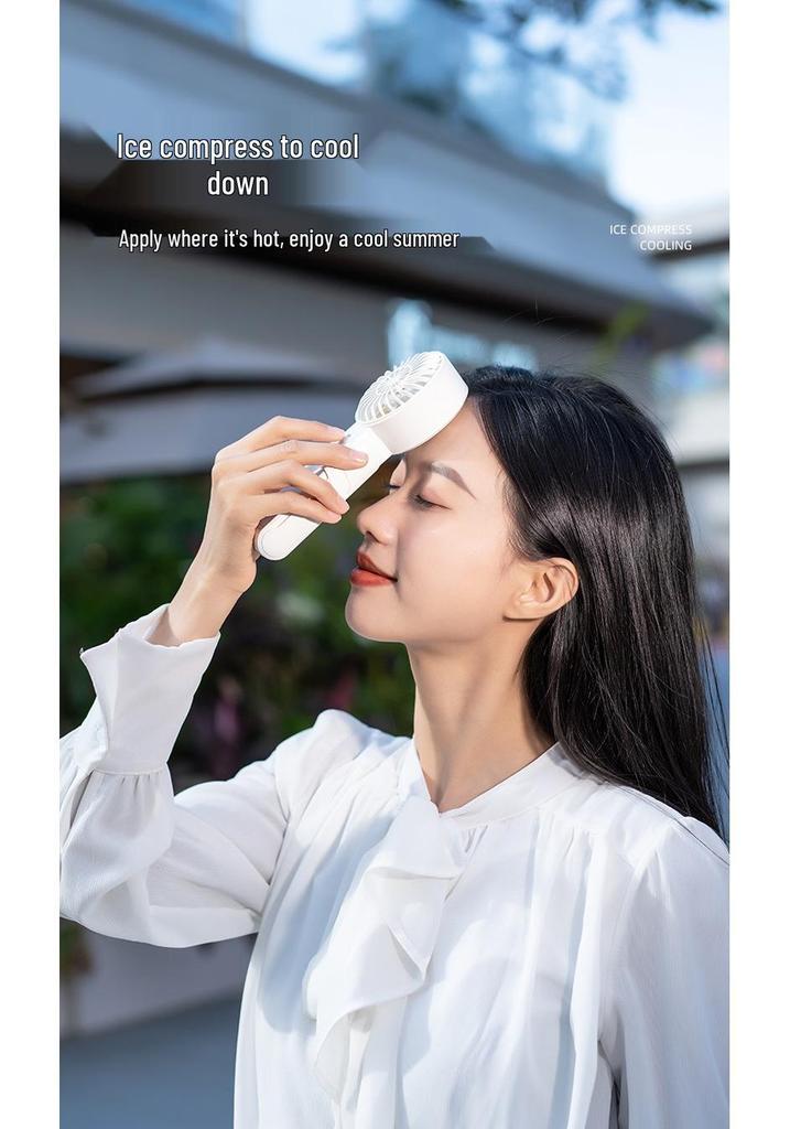 Portable Neck-Hanging Handheld Fan with Semiconductor Cooling and Foldable Ice Pack