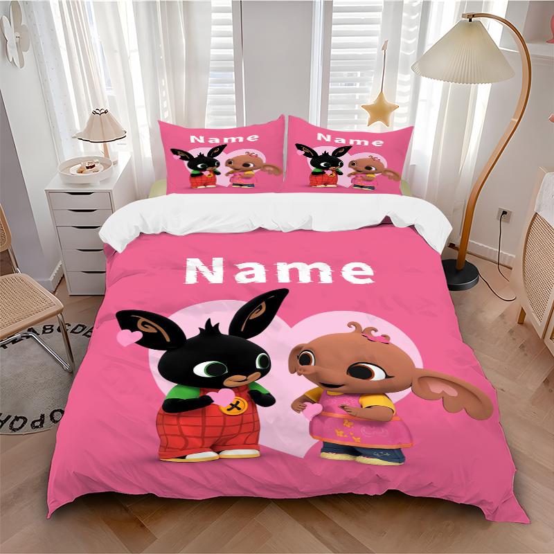 Custom Textile Bunny Friends Bedding 3 Piece Set HD Print Duvet Cover Pillowcases for Teens Adult Bedroom Decoration