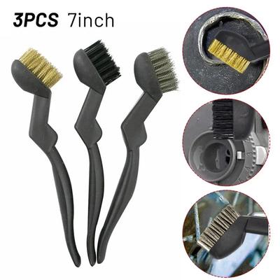 3Pcs Wire Brush Nylon Brushes Industrial Metal Polishing Burring Cleaning Brush 7 Inch Rust Removal Cleaning Polishing Brush