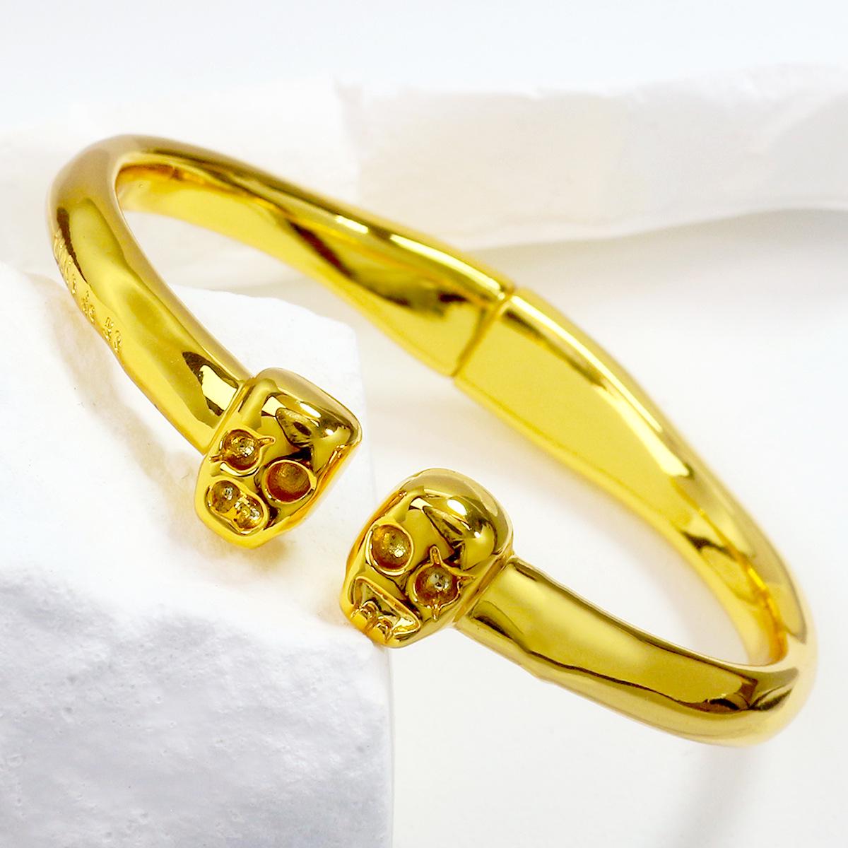 UNOde50 Personalized Skull Couple Open Bangle - Trendy European Bracelet for Boyfriend or Girlfriend 19cm