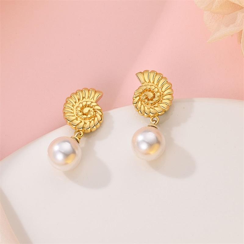 Luxus Goldene Muschel Seestern Perlen Ohrstecker 925 Silber Schmetterling Herzförmige Anhänger Perlenohrringe Für Frauen Party Schmuck