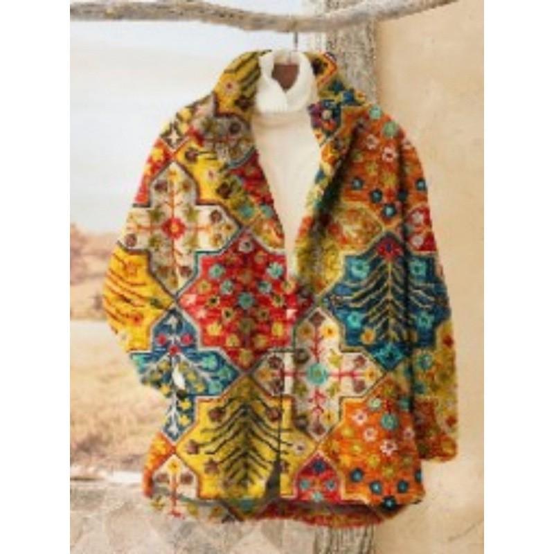 Womens Stand-Up Collar Fleece Sweatshirt With 3D Digital Floral Print Casual Long Sleeve Top Fall 2025