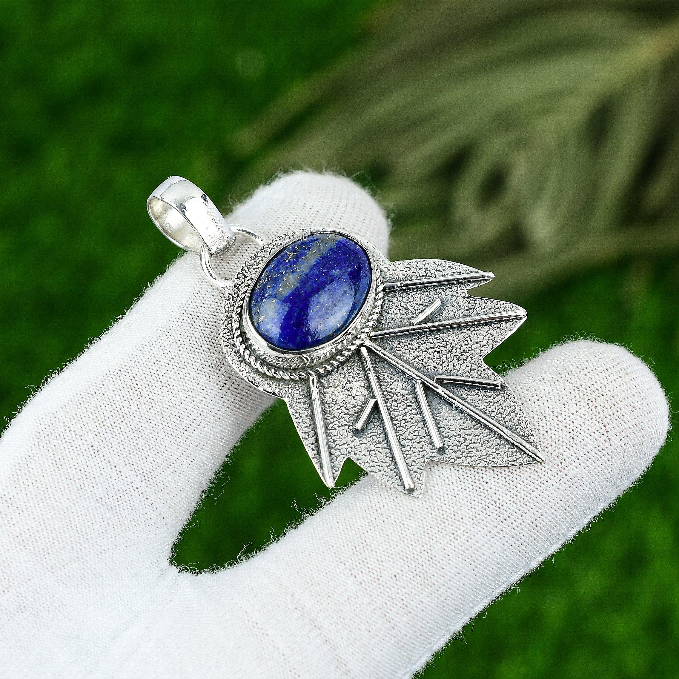 

Natural Lapis Lazuli Gemstone Pendant 925 Sterling Silver Jewelry For Girls
