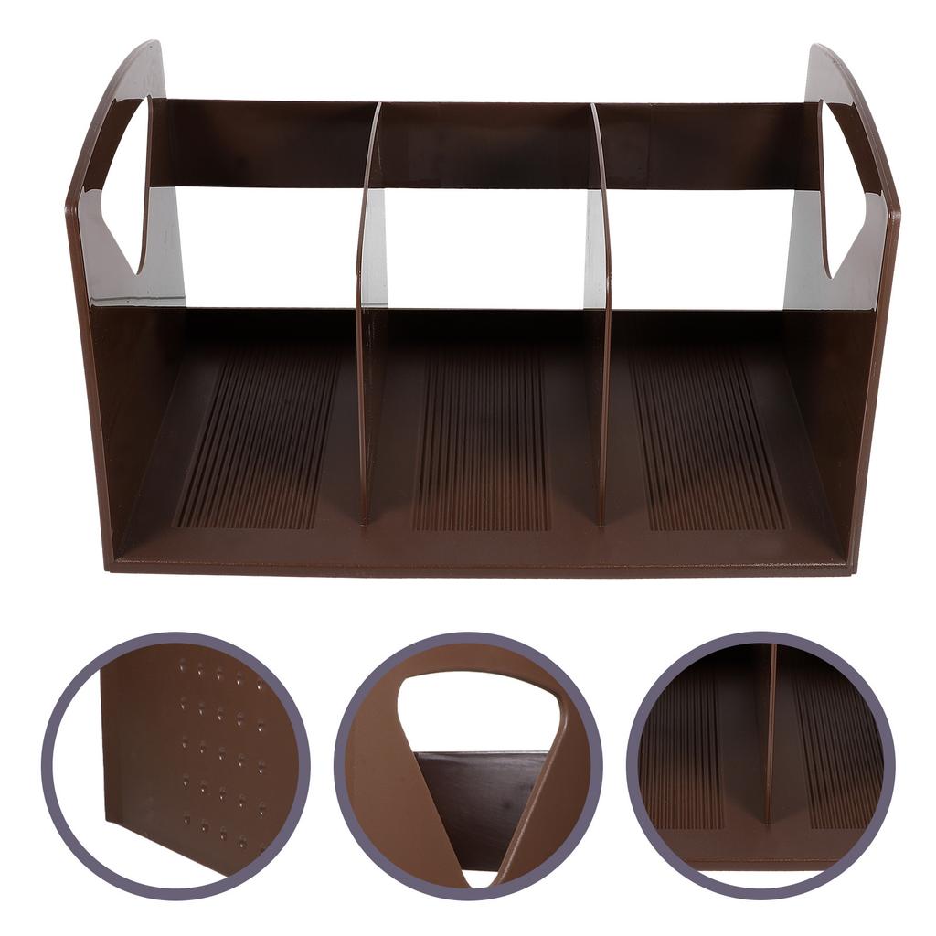 Large Size Three Grid Book Rack Portable Desktop Organizer Sturdy Smooth Surface for Office School Home Practical Bookshelf