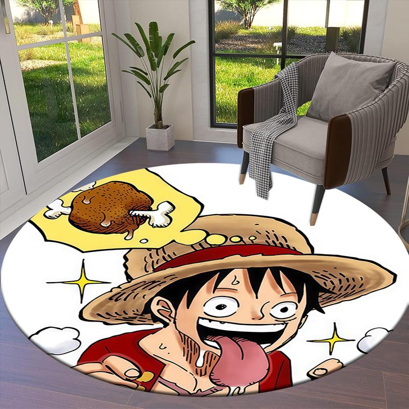 One Piece Monkey D Luffy Round Area Rug Carpet Rug For Living Room Bedroom Sofa Playroom Decor Nonslip Floor Mat