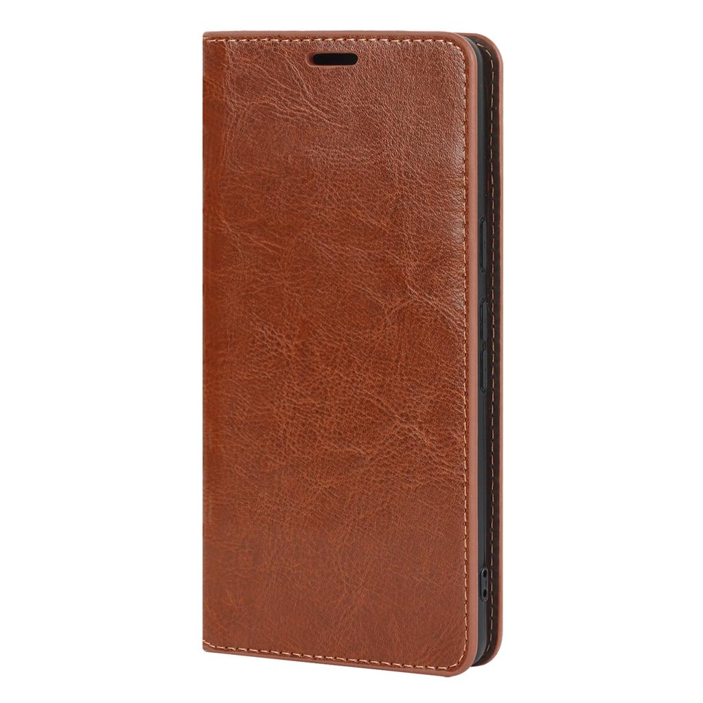 Genuine Leather Phone Cover For Google Pixel 7a,Crazy Horse Texture Magnetic Anti-drop Phone Case with Stand Wallet