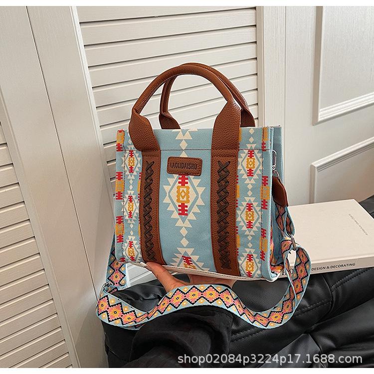 2025 New Ladies Bohemian Vintage Canvas Large Capacity Handheld Shoulder Bag Handbag