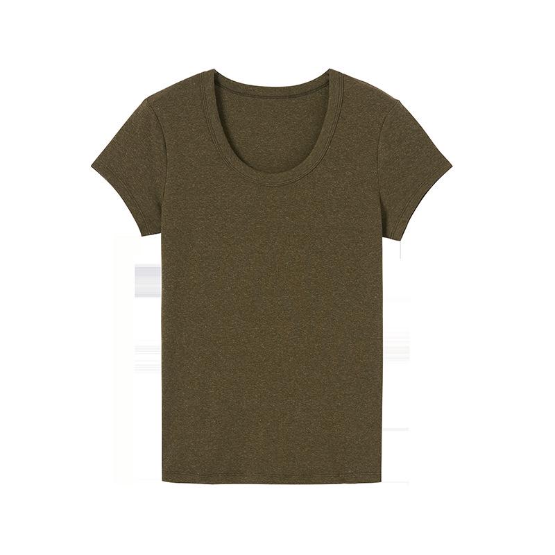 CANVAUS Spring/Summer Women s U-neck Tencel Linen Flutter Sleeve Slimming T-shirt XL