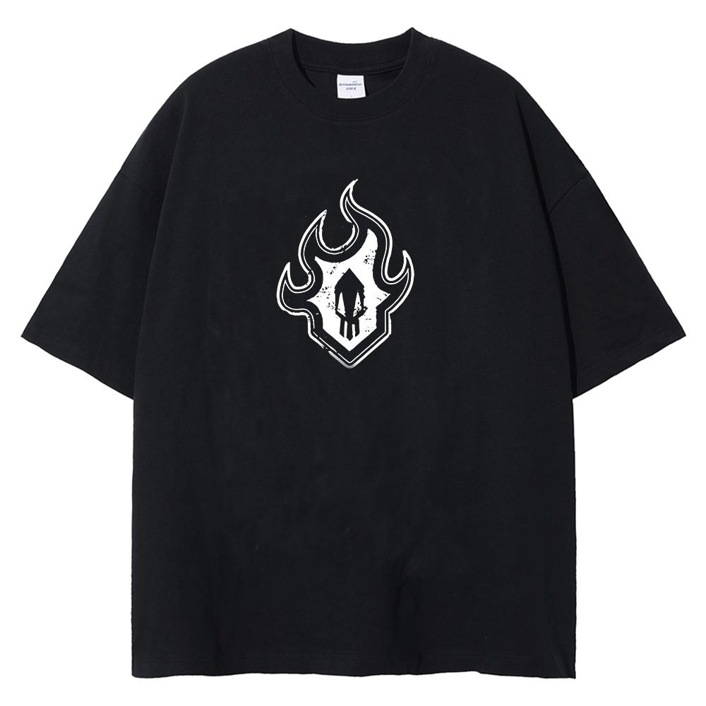 Berserk Logo Harajuku Anime Print TShirt Men Streetwear Vintage Black Tshirt Summer Short Sleeve Cotton Loose Washed Tops Tees
