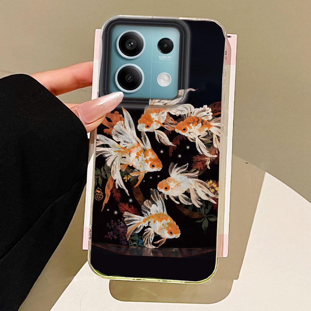 

Чехол для телефона с текстурой пера карпа Кои Золотая рыбка Красный карп для Xiaomi Mi 13T 14T Pro 11 Lite NE 5G Чехол Силиконовые Задние Сумки Крышка Xiaomi 11 Lite NE белый