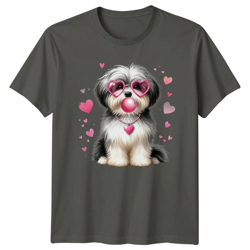 Fluffy Dog Heart Sunglasses Bubblegum Animals Dogs Unisexs TShirt Unisexs Tee S