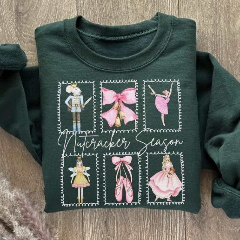 Women's Hoodie Christmas Nutcracker Sugraplum Fairy Stamps Ballet Dancer Bowknot Gift Coquette Aesthetic Dance Mama Sweatshirt