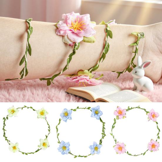 Floral Crown Women Girls Artificial Flower Headband Adjustable Bride Hair Wreath Photo Prop for Wedding Bridal Shower Cosplay Dress-up