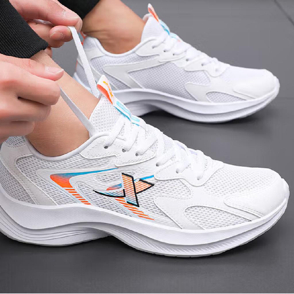 Xtep Ultra Light Comfortable Fashion Shock Absorbing Lightweight Low Top Casual Running Shoes Men sneaker White Orange Blue 875319110028-4