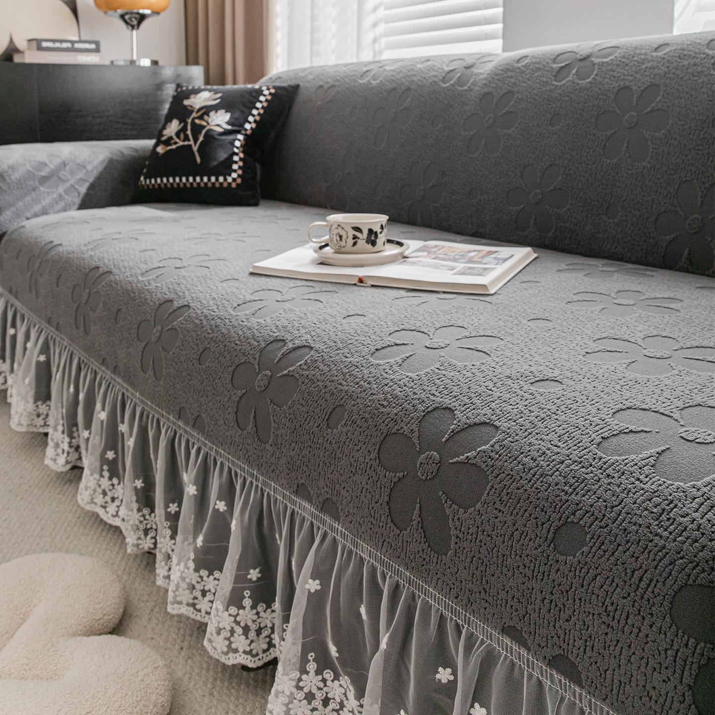 

All Inclusive Anti Cat Scratching Polar Fleece Skirt Sofa Cover for All Seasons New High End Universal Protection Sofa Cover 90-140CM