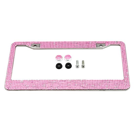 Rustfritt stål Rhinestones glitrende bil Auto Nummerskilt Ramme Tag Cover