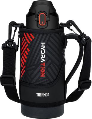 Thermos Water Bottle,Vacuum Insulated Sports Bottle,800ml,Black Orange,For Cold Storage,Includes Pouch,Shoulder-Friendly Strap FJS-800F BKOR