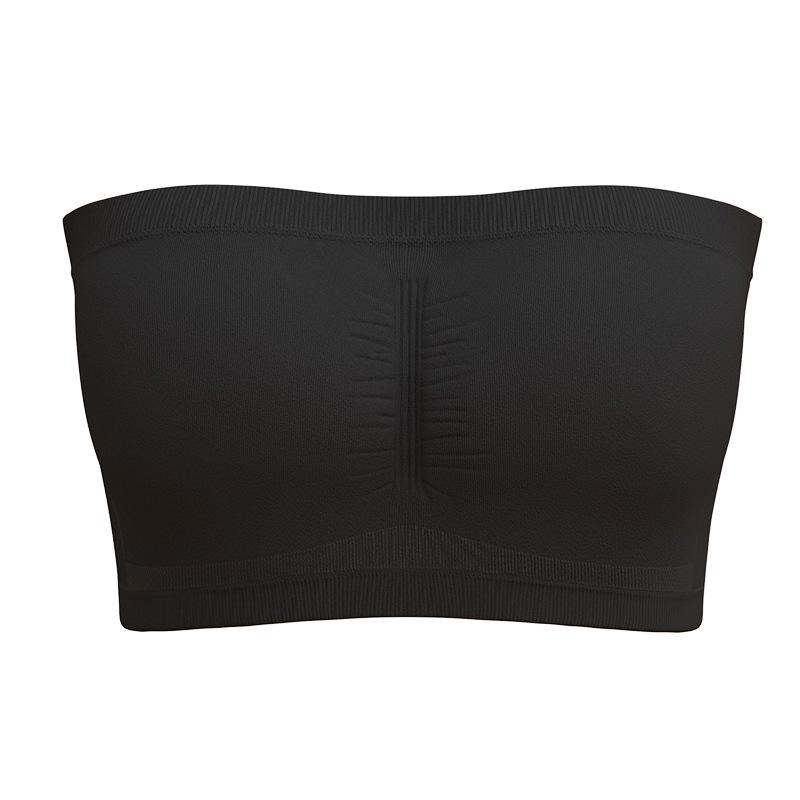 Übergröße Doppellagiges Trägerloses Bandeau-BH mit Herausnehmbaren Polstern - Damen Unsichtbare Wickel-Brustunterwäsche 3XL schwarz
