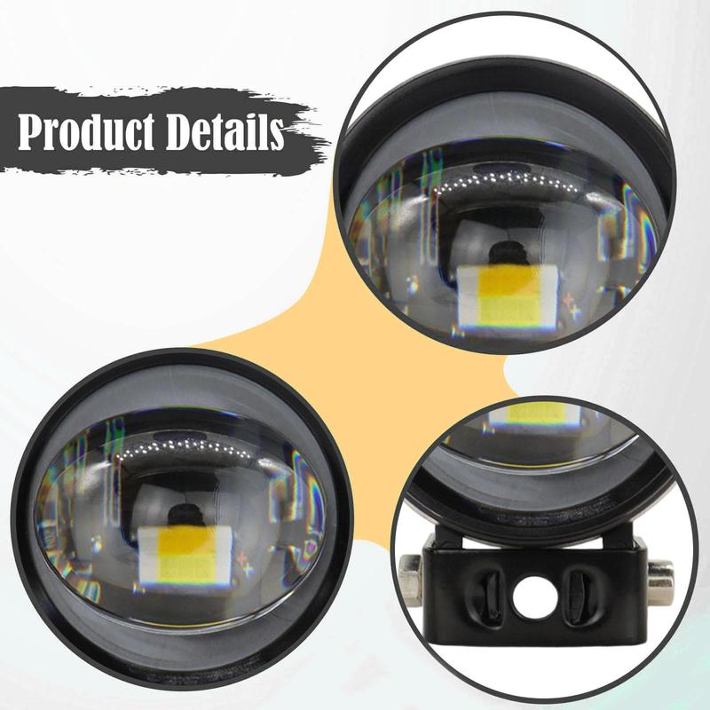 Motorcycle LED Spotlight Fog Light High Brightness Double Colors Lighting Motorbike Easy tallation Compact Auxiliary Light