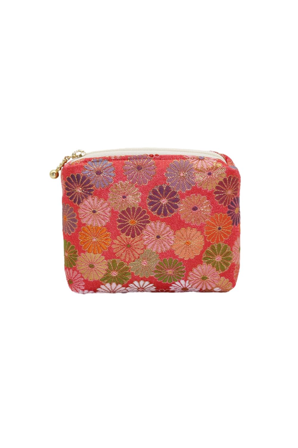 

Brocade Mini Square Pouch for Small Prayer and x H10 x Made in Japan Nishijin-ori Items, Beads, Makeup, W12.5 D2.5mm, (Chrysanthemum Design, Pink)